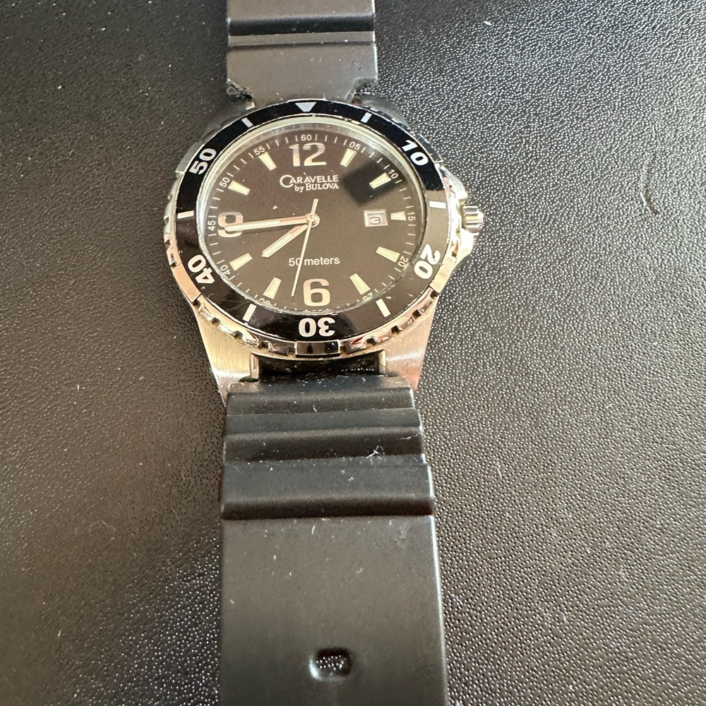 Black Caravelle Dive Watch with Rotating Bezel - Picture 3 of 4